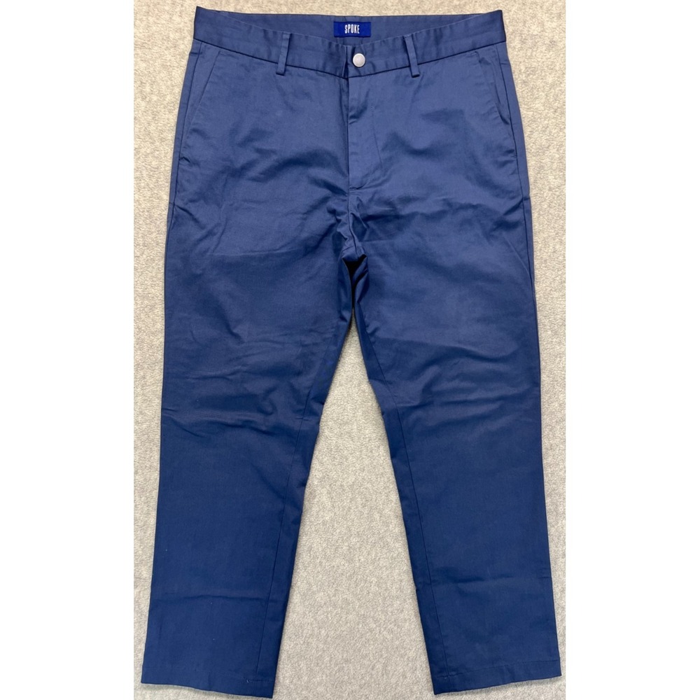 Spoke Mens Chino Pants Navy Blue Flat Front Sharps Build C‎ Trouser Pockets 32